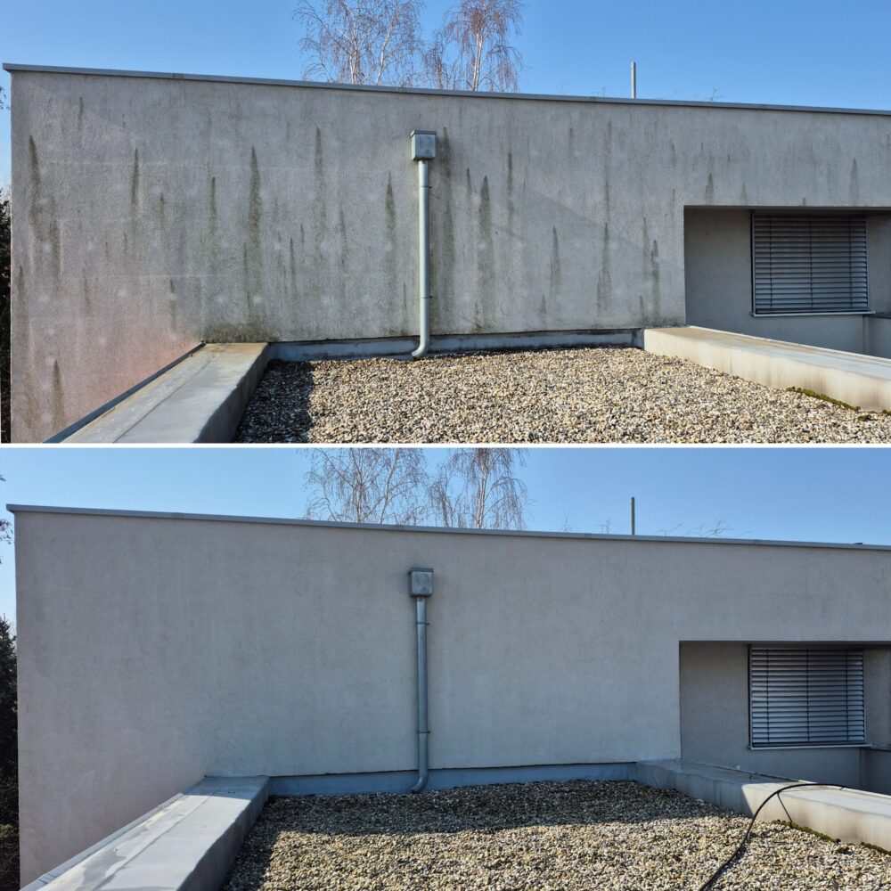 fasáda pred a po odstránení organických nečistôt