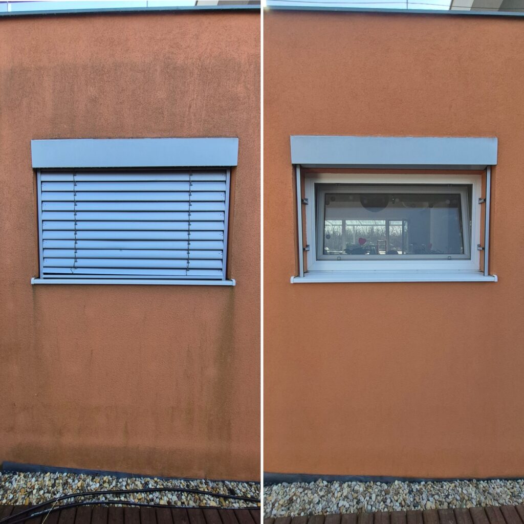 čistenie fasády - pred a po